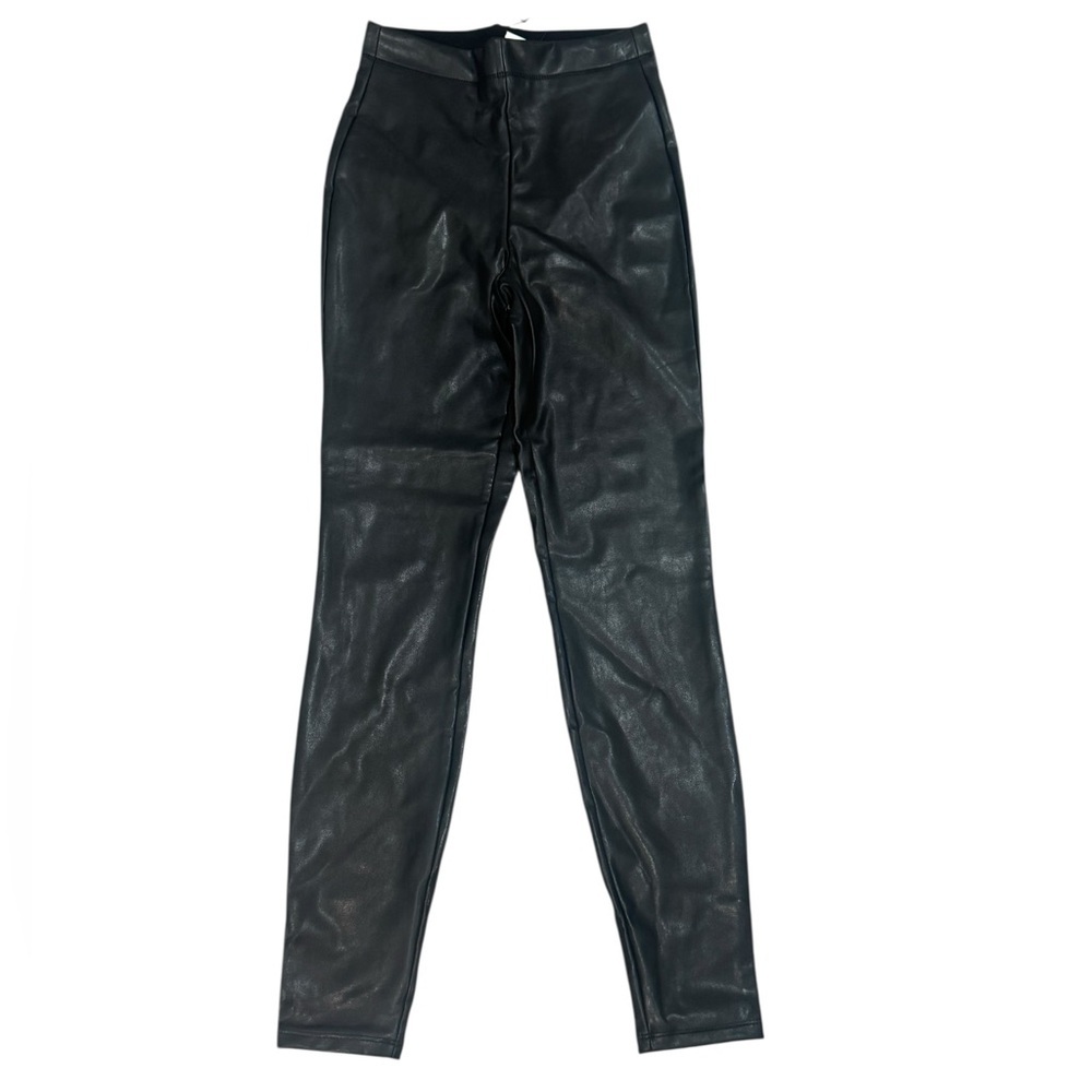Super Stretch High Waisted Faux Leather Black Leggings Express Women’s Size XS - Picture 2 of 13